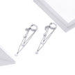 925 Sterling Silver Earrings with Plated Platinum and Pavé Setting CZ, Size 6.5cm