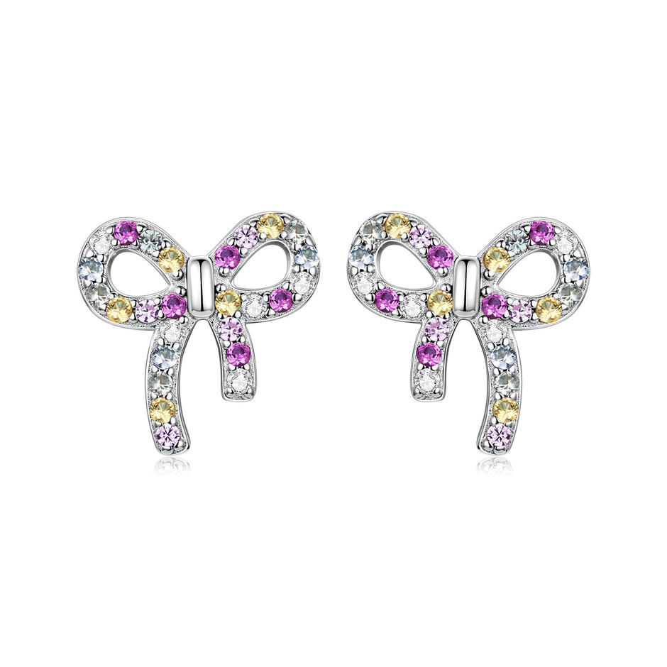 925 Sterling Silver White Gold Plated Pavé Setting CZ Earrings 1.0cm for Women