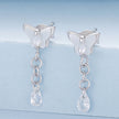 925 Sterling Silver & Brass Earrings with White Gold Plating, 2.0x0.8cm for Women