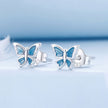 S925 Sterling Silver Earrings with Enamel Process, 6*8mm, Plated Platinum for Women
