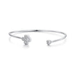 925 Sterling Silver Bracelet with Pavé Setting CZ, Inner Diameter 550mm, 2.0mm Wide, Unisex