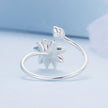 925 Sterling Silver Adjustable Flower Ring for Women
