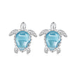 925 Sterling Silver & Brass Transparent Glass CZ Earrings 1.3*1.2cm for Women