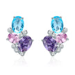 925 Sterling Silver Earrings with Transparent Glass, 1.6*1.1cm for Women