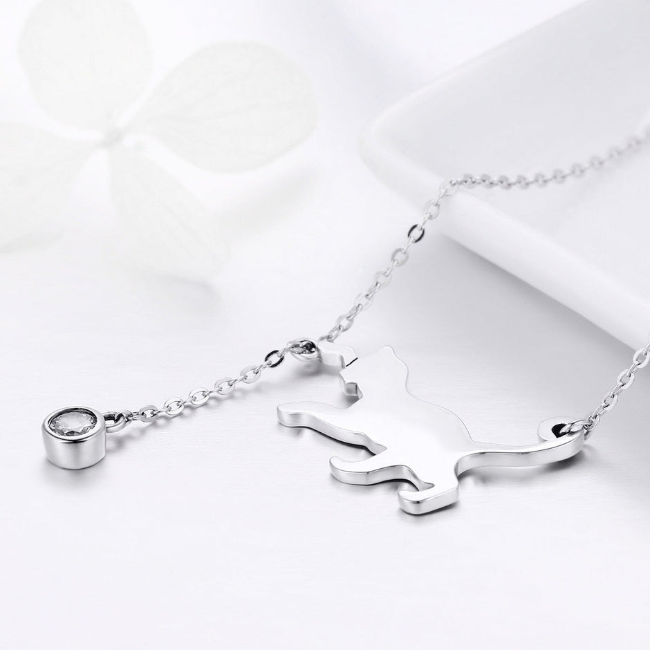 925 Sterling Silver Necklace 38-45cm with 1.4*2.5cm Pendant for Women