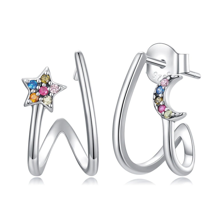 925 Sterling Silver Earrings with Pavé Setting CZ, 1.3*0.9cm, for Women