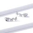 925 Sterling Silver Earrings - 1.4x0.5 cm - Platinum Plated for Women