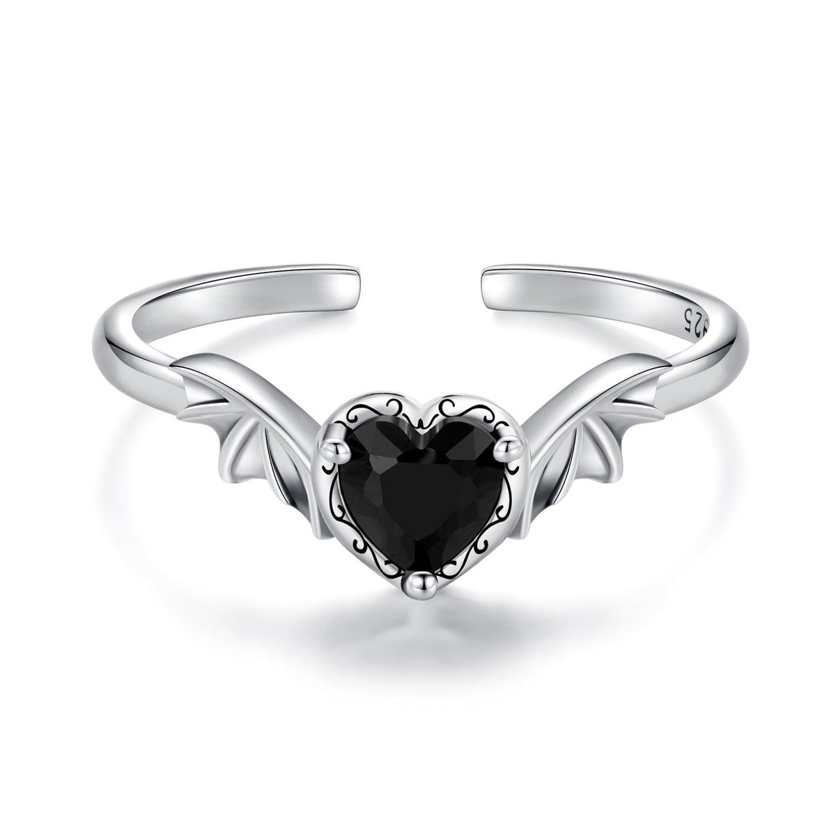 925 Sterling Silver Oxidized Pendant CZ Ring