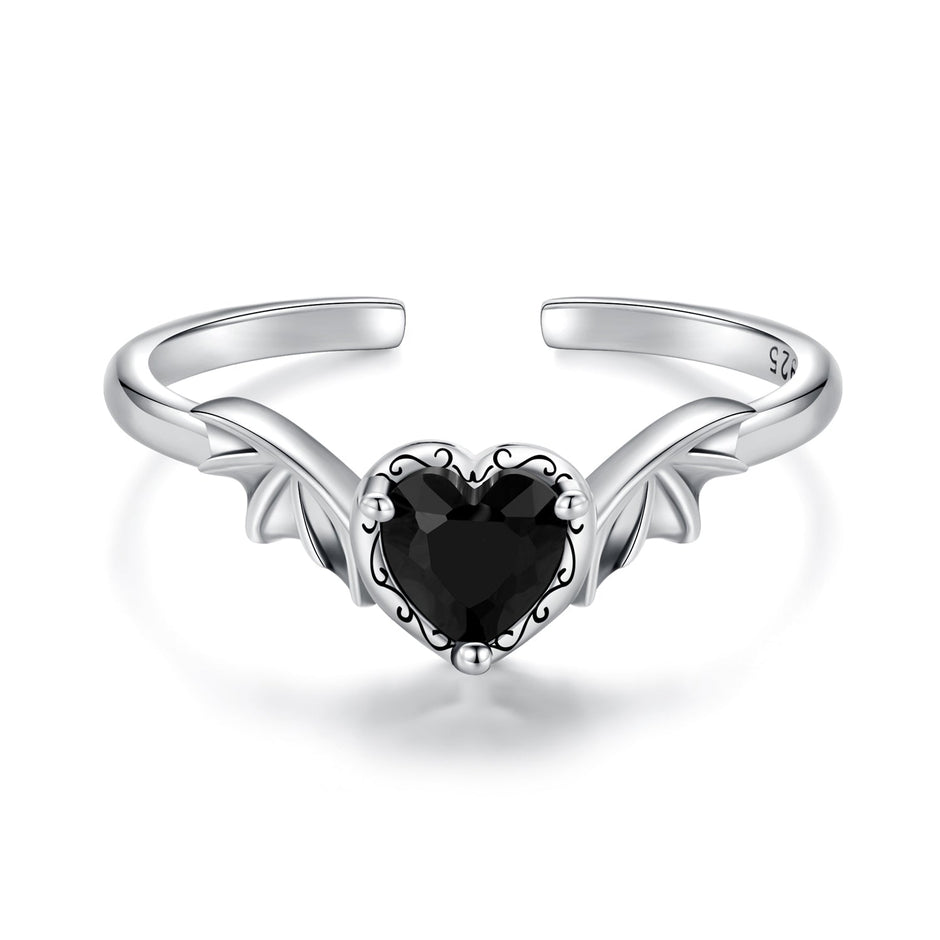 925 Sterling Silver Oxidized Pendant CZ Ring
