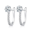 925 Sterling Silver Earrings with Pavé Setting CZ, Platinum Plated, 16x5.5mm for Women