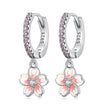 925 Sterling Silver Earrings with CZ and Enamel, 2.2x0.8m, for Women