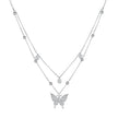 925 Sterling Silver Butterfly Necklace with Pavé Setting CZ, 40cm Length for Women