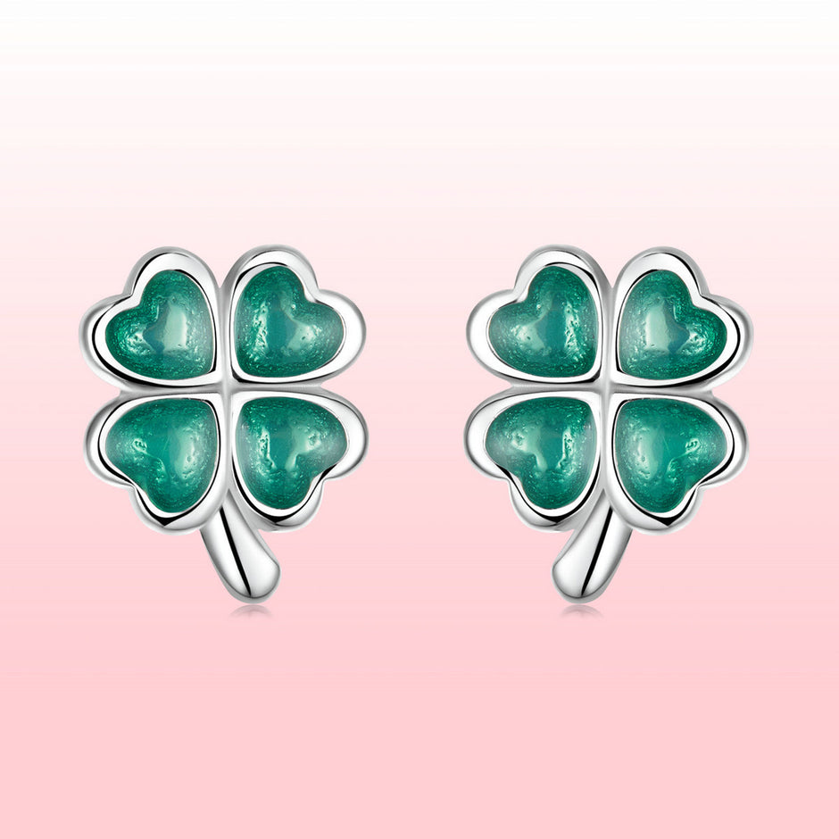 925 Sterling Silver Enamel Plated Platinum Earrings for Women