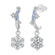 925 Sterling Silver Earrings with Plated White Gold, 2.2*0.7cm, Enamel + Pavé Setting for Women