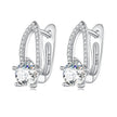 925 Sterling Silver Earrings with CZ Pavé Setting, 1.4*0.62cm for Women
