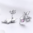 925 Sterling Silver Earrings with Pavé Setting CZ, 1.6*0.7 cm for Women