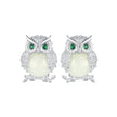 925 Sterling Silver Plated Platinum Luminous Stone Earrings 10*8mm for Women