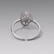 925 Sterling Silver Ring with Transparent Glass and CZ, 0.15cm Width, for Women