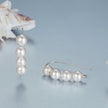 925 Sterling Silver White Gold Plated Earrings with Quality Shell Pearl, 2.1*0.5cm for Women