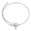 925 Sterling Silver Adjustable Chain Bracelet with White Gold Plating and CZ for Women