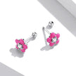 S925 Sterling Silver CZ Pavé Enamel Oxidized Earrings