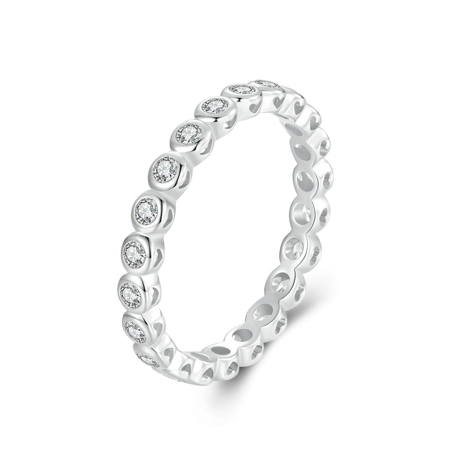 925 Sterling Silver 2mm Moissanite Ring Size 7 for Women