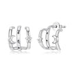 925 Sterling Silver Earrings with Pavé Setting CZ - Oxidized Silver, 1.1cm for Women