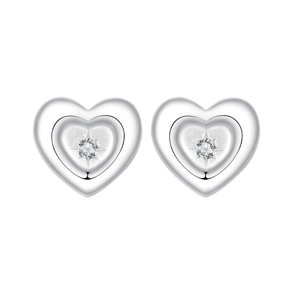 925 Sterling Silver White Gold Plated CZ Earrings