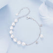 925 Sterling Silver 15+6cm White Gold Plated Bracelet with Quality Shell Pearl & CZ for Women