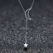 925 Sterling Silver Necklace 47cm with Moon Pendant for Women