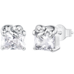 925 Sterling Silver White Gold Plated 0.7x0.7cm Pavé CZ Earrings for Women