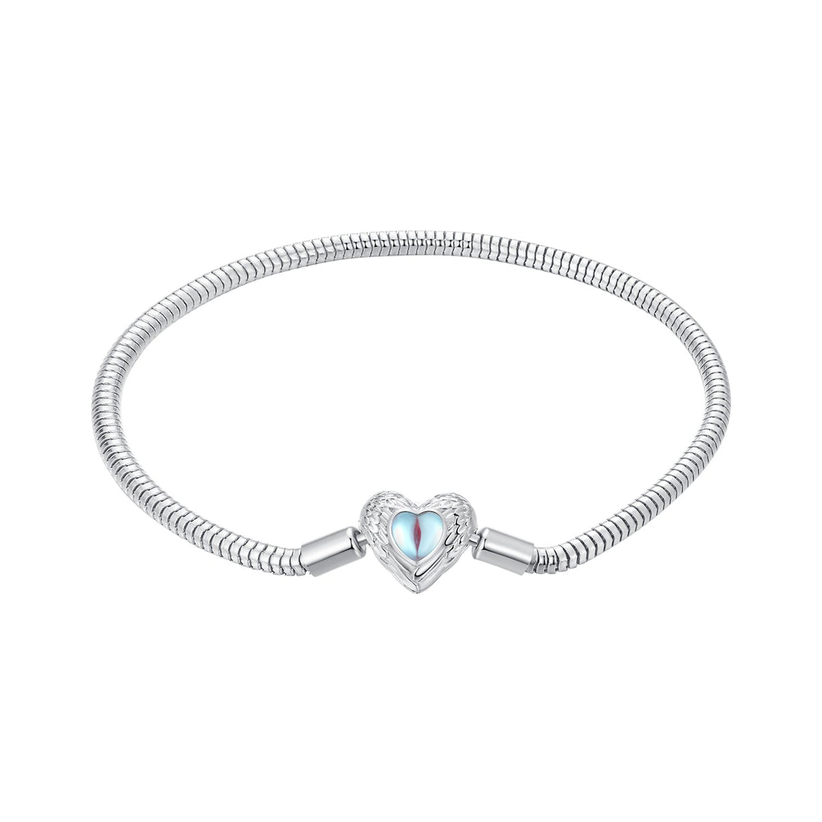 925 Sterling Silver Moonstone Bracelet 17.0 cm with White Gold Plating for Women