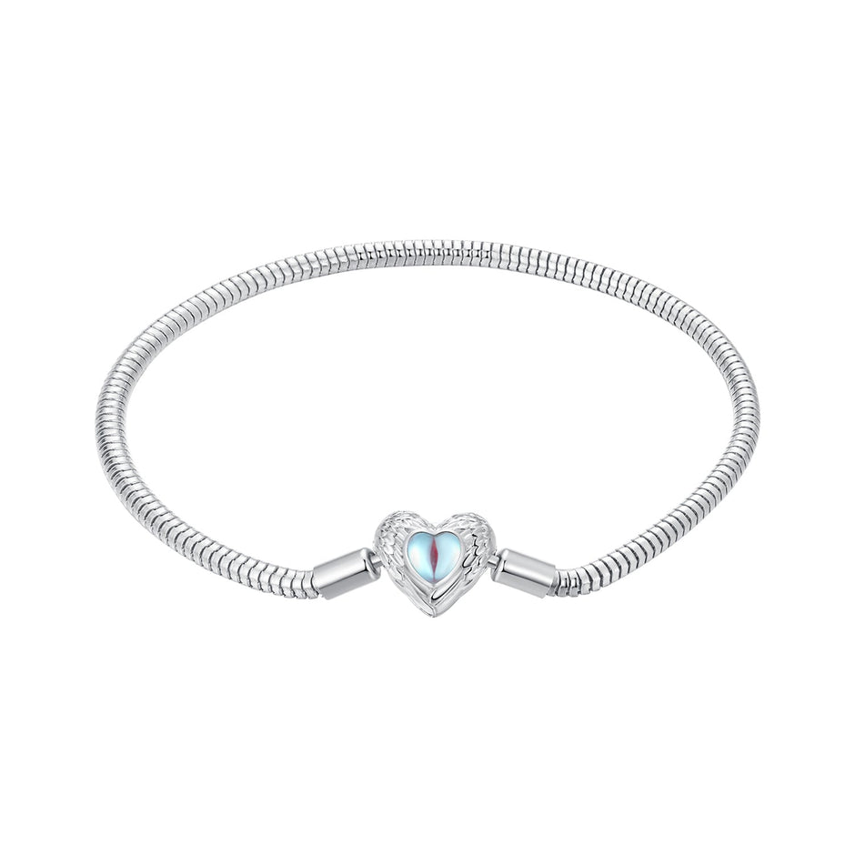 925 Sterling Silver Moonstone Bracelet 17.0 cm with White Gold Plating for Women