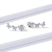 925 Sterling Silver Earrings - 1.4x0.5 cm - Platinum Plated for Women