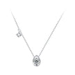 925 Sterling Silver + Moissanite Adjustable Necklace for Women - White Gold 0.5ct & 0.1ct