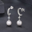 925 Sterling Silver Moissanite and Synthetic Pearl Earrings for Women
