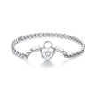 925 Sterling Silver Bracelet with CZ in Pavé Setting, 17.0 Size, Platinum Plated for Women