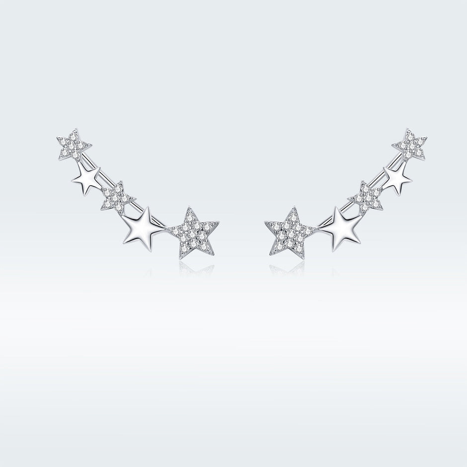 925 Sterling Silver Earrings with Plated Platinum and Pavé Setting CZ