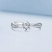925 Sterling Silver Platinum Plated 5mm CZ Ring Size 6 for Women