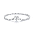 925 Sterling Silver Oxidized Silver Bracelets 17.0 Size with CZ for Women