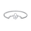 925 Sterling Silver Bracelet with CZ in Pavé Setting, 17.0 Size, Platinum Plated for Women