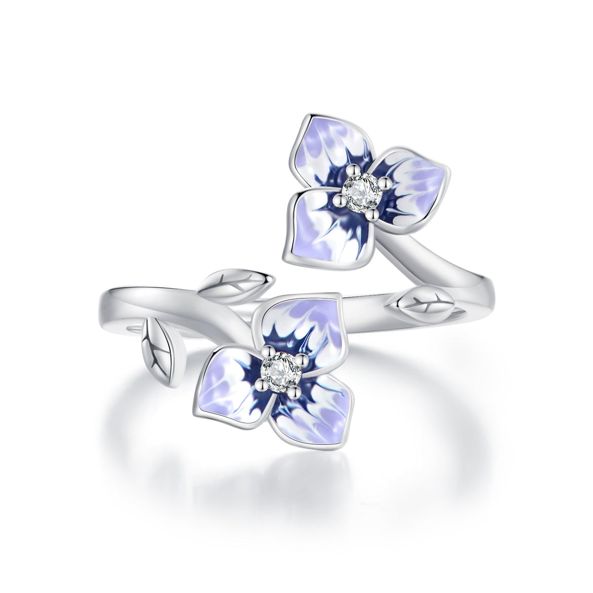 S925 Sterling Silver Enamel CZ Pavé Setting Ring for Women