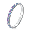925 Sterling Silver Wide Enamel Ring Size 6.0 for Women