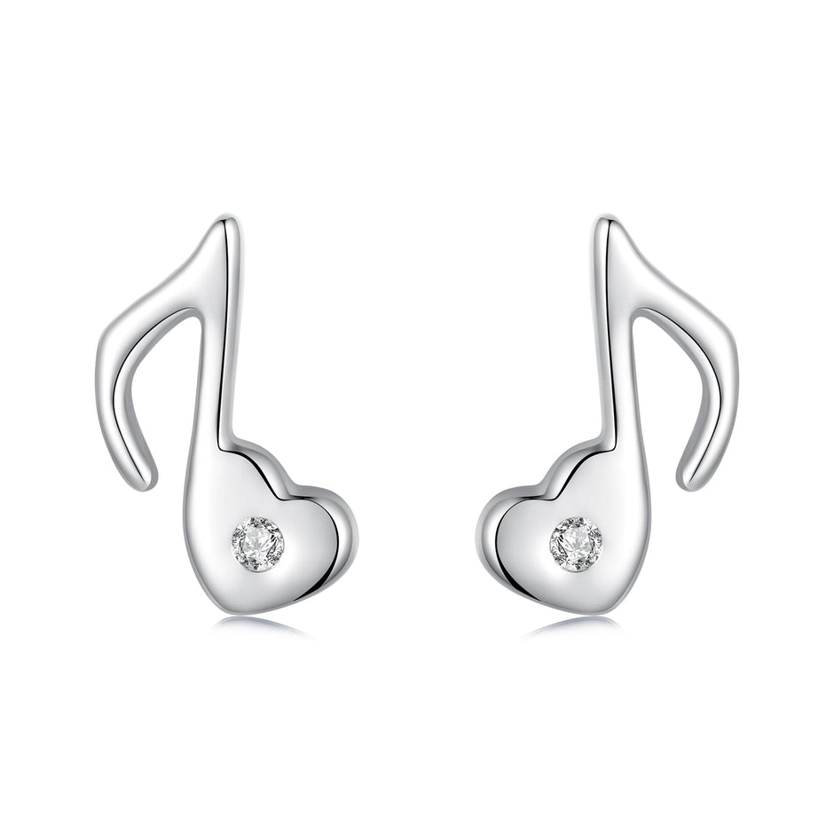 925 Sterling Silver Earrings with Pavé Setting CZ in White Gold Finish, 1x0.7cm for Women