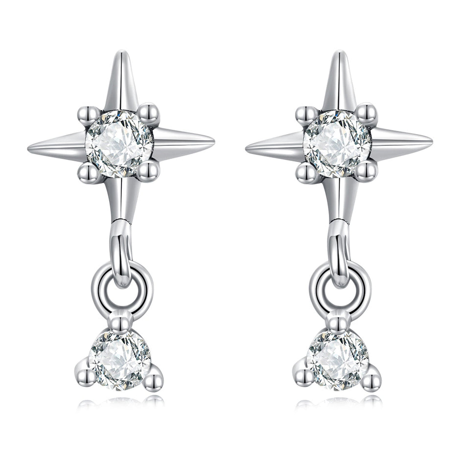 925 Sterling Silver Earrings with Pavé Setting CZ, 1.4*0.8cm for Women