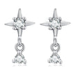 925 Sterling Silver Earrings with Pavé Setting CZ, 1.4*0.8cm for Women