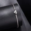 925 Sterling Silver Moissanite Heart Bracelet for Women - Silver - 15+6cm Length, 0.3cm Thickness