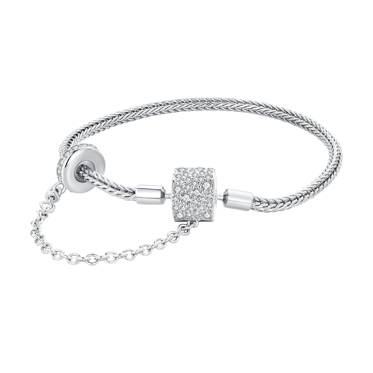 925 Sterling Silver Bracelet 17cm with Pavé Setting CZ for Women