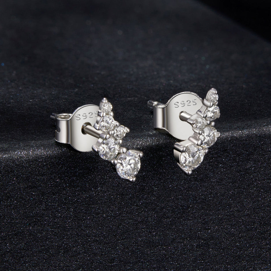 925 Sterling Silver Moissanite Earrings with White Gold Plating for Women
