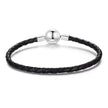 925 Sterling Silver Leather Rope Bracelet 17cm for Men